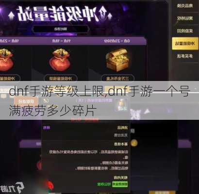 dnf手游等级上限,dnf手游一个号满疲劳多少碎片