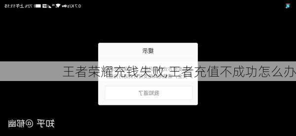 王者荣耀充钱失败,王者充值不成功怎么办