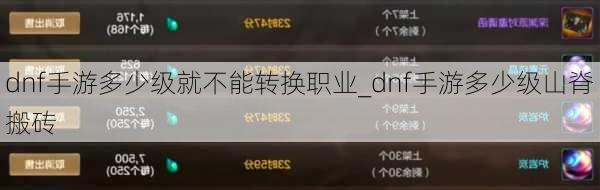 dnf手游多少级就不能转换职业_dnf手游多少级山脊搬砖