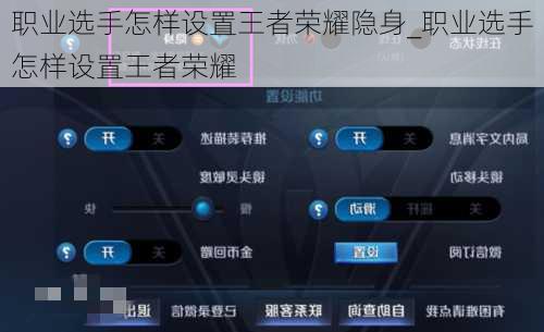 职业选手怎样设置王者荣耀隐身_职业选手怎样设置王者荣耀