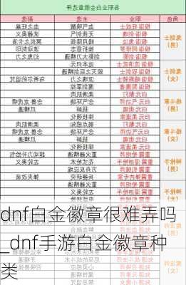 dnf白金徽章很难弄吗_dnf手游白金徽章种类