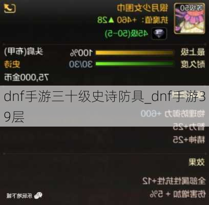 dnf手游三十级史诗防具_dnf手游39层