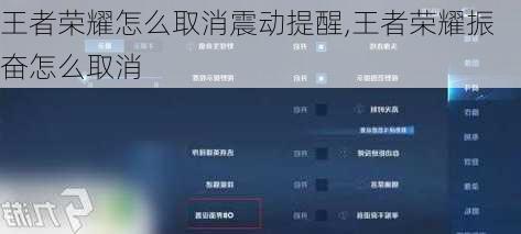 王者荣耀怎么取消震动提醒,王者荣耀振奋怎么取消