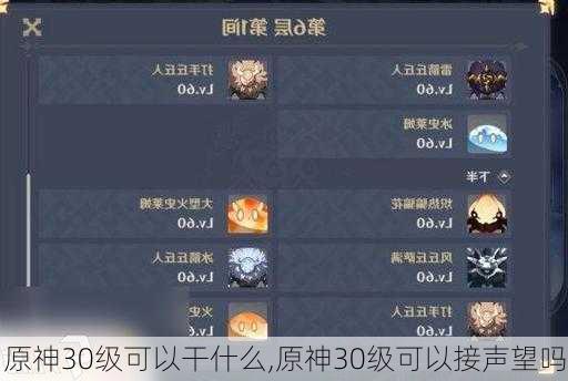 原神30级可以干什么,原神30级可以接声望吗