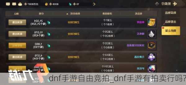 dnf手游自由竞拍_dnf手游有拍卖行吗?