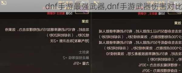 dnf手游最强武器,dnf手游武器伤害对比