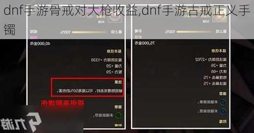 dnf手游骨戒对大枪收益,dnf手游古戒正义手镯