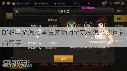 DNF手游怎么重置宠物,dnf宠物怎么改回初始名字