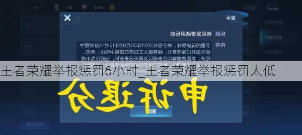 王者荣耀举报惩罚6小时_王者荣耀举报惩罚太低