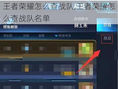 王者荣耀怎么查战队,王者荣耀怎么查战队名单