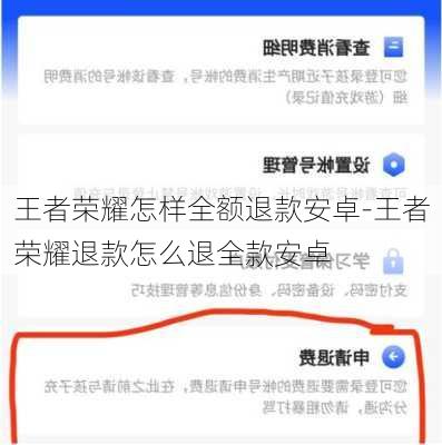 王者荣耀怎样全额退款安卓-王者荣耀退款怎么退全款安卓