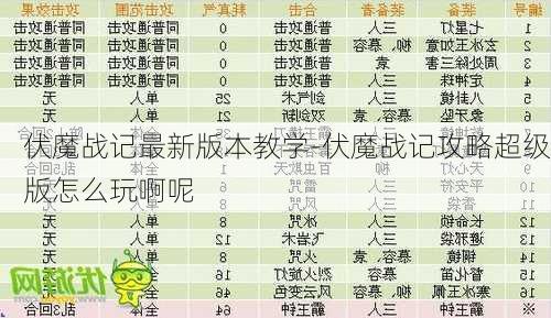 伏魔战记最新版本教学-伏魔战记攻略超级版怎么玩啊呢