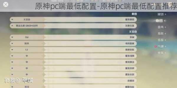 原神pc端最低配置-原神pc端最低配置推荐