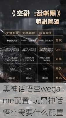 黑神话悟空wegame配置-玩黑神话悟空需要什么配置