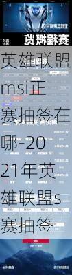 英雄联盟msi正赛抽签在哪-2021年英雄联盟s赛抽签